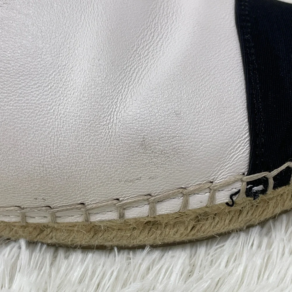Sam Edelman Krissy Espadrille Women 8 White Black‎ Good Cap Toe Leather Flats
